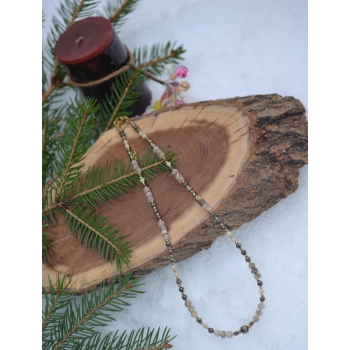 Naszyjnik handmade z kamieni pirytu i jaspisu.